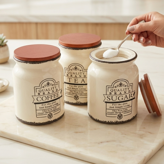Porcelain Jar Set - 3 Pcs